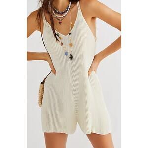 Free People Beach Nola Sweater Romper Gardenia Cream Color Large Womens